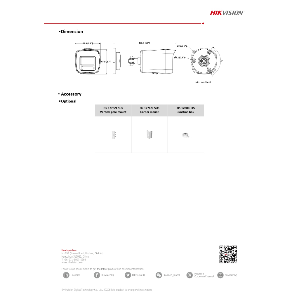 Hikvision กล้องวงจรปิด IP 2MP ColorVu มีไมค์ในตัว ไม่มีช่องใส่เมม รุ่น DS-2CD1027G2H-LIU เลนส์ 4mm