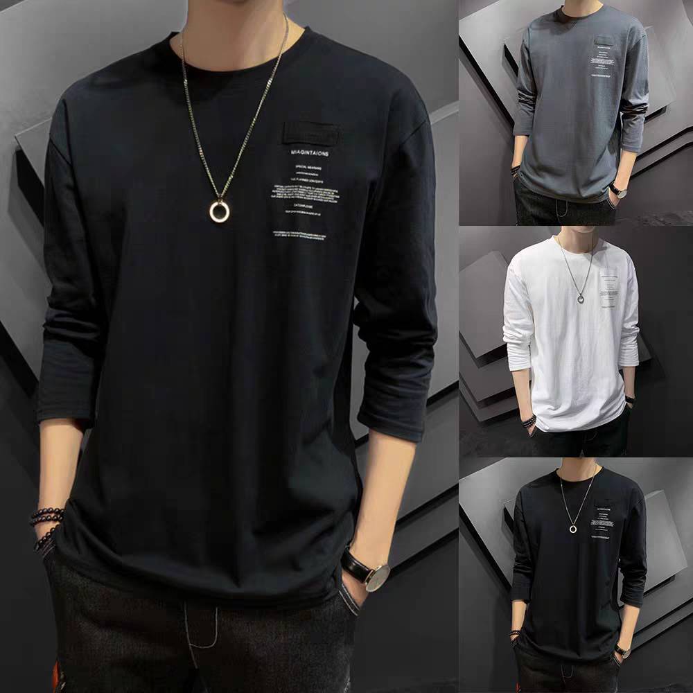 เสื้อยืดลําลองแฟชั่นสําหรับผู้ชายเสื้อยืดแขนยาวคอกลมพิมพ์ลายทันสมัย สุดเท่ห์ TSH-068