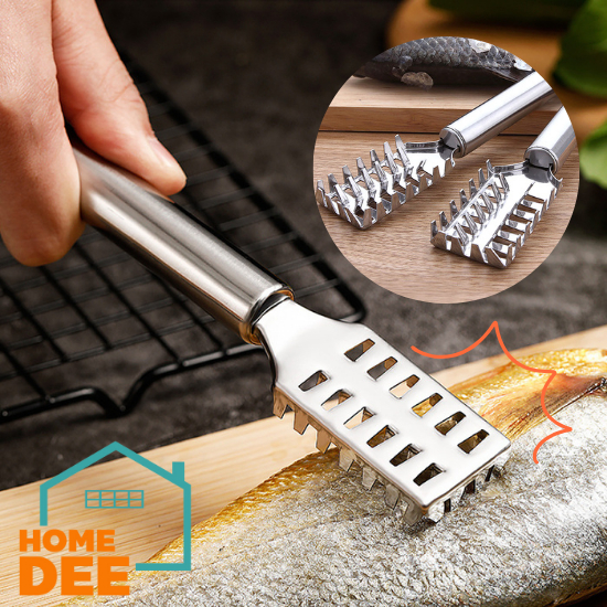 HomeDee [พร้อมส่ง] ที่ขูดเกล็ดปลา ที่ขอดเกล็ดปลา สแตนเลส ไม่เกิดสนิม อุปกรณ์ขอดเกล็ดปลา มีด้ามจับ