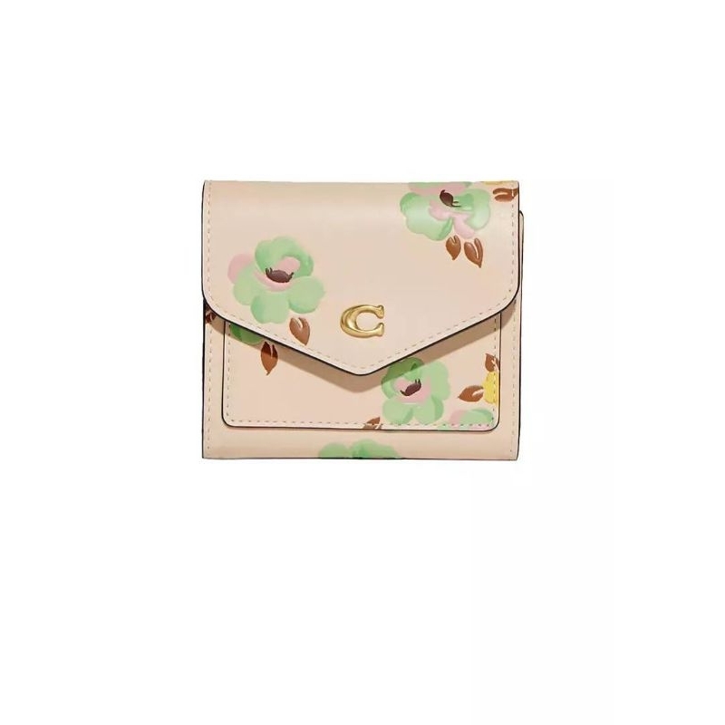 กระเป๋าสตางค์สั้น Coach Wyn Small Wallet With Floral Print Ivory Multi