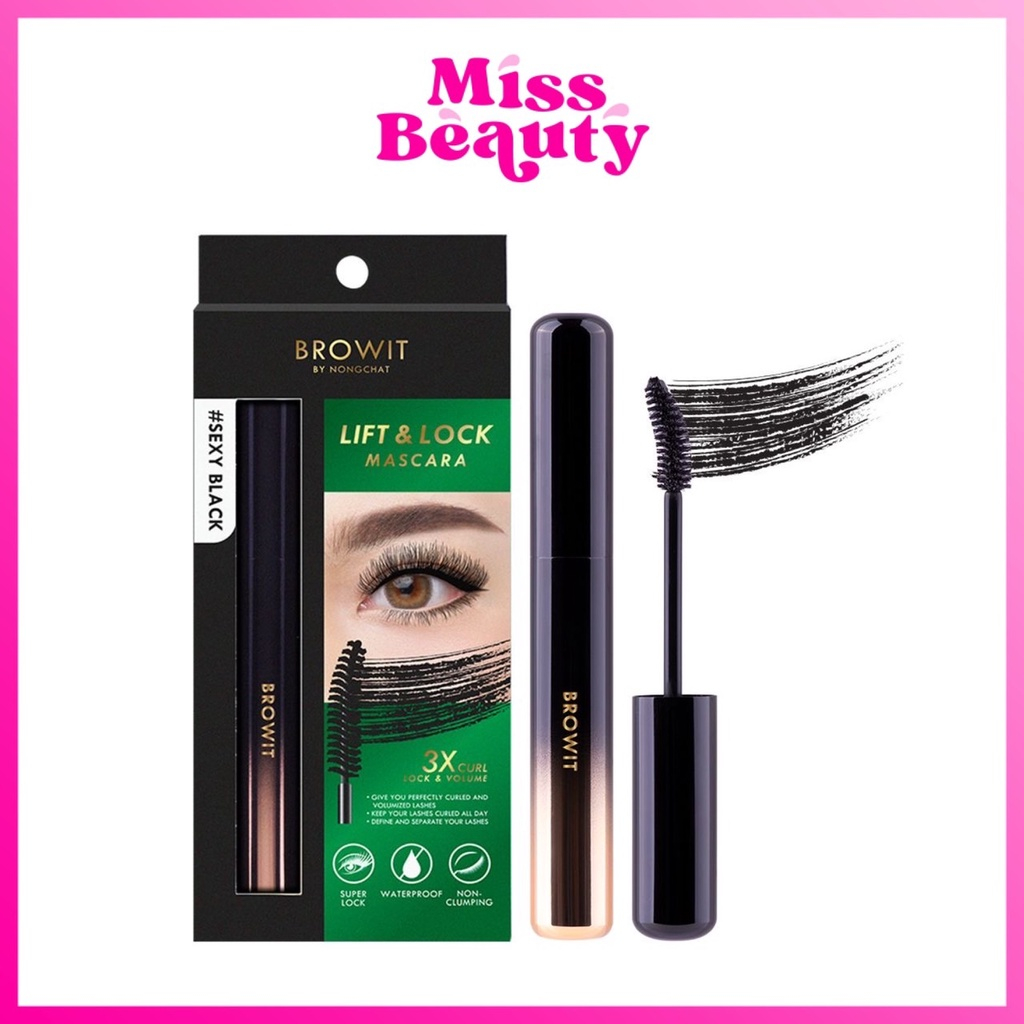 BROWIT Lift & Lock Mascara บราวอิท ลิฟต์แอนด์ล็อกมาสคาร่า น้องฉัตร มาสคาร่า ปัดขนตา กันน้ำ กันเหงื่อ
