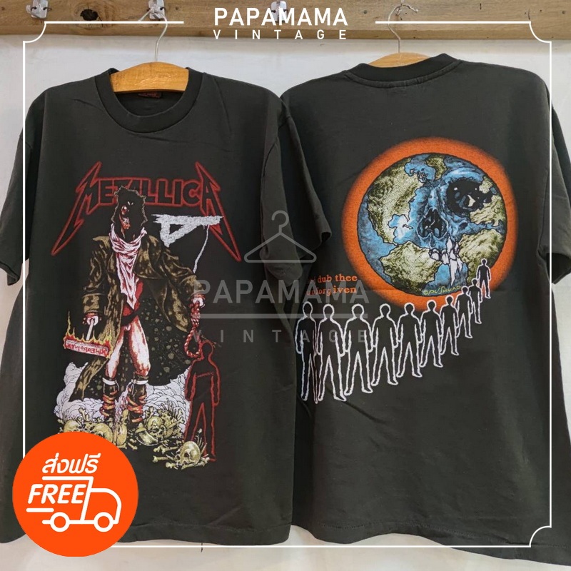 METALLICA @1994 PUSHEAD The unforgiven ป้าย METALLICA  เสื้อวินเทจ เสื้อทัวร์ papamama vintage shirt