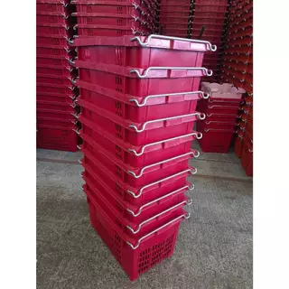 แพ็ค 10 ใบสั่งได้สูงสุด20ใบ ตะกร้าผลไม้ ลังหูเหล็ก เกรด อุตสาหกรรม บรรจุ 25 kg. หนา เหนียวทน