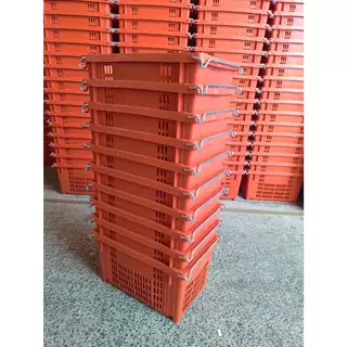 แพ็ค 10 ใบสั่งได้สูงสุด20ใบ ตะกร้าผลไม้ ลังหูเหล็ก เกรด อุตสาหกรรม บรรจุ 25 kg. หนา เหนียวทน