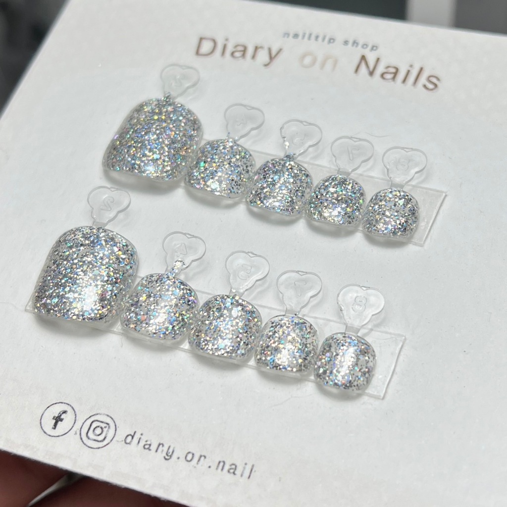 เล็บปลอมเจลแท้ สีกริตเตอร์วิ้งๆเงินรุ้ง Glitter #กริตเตอร์