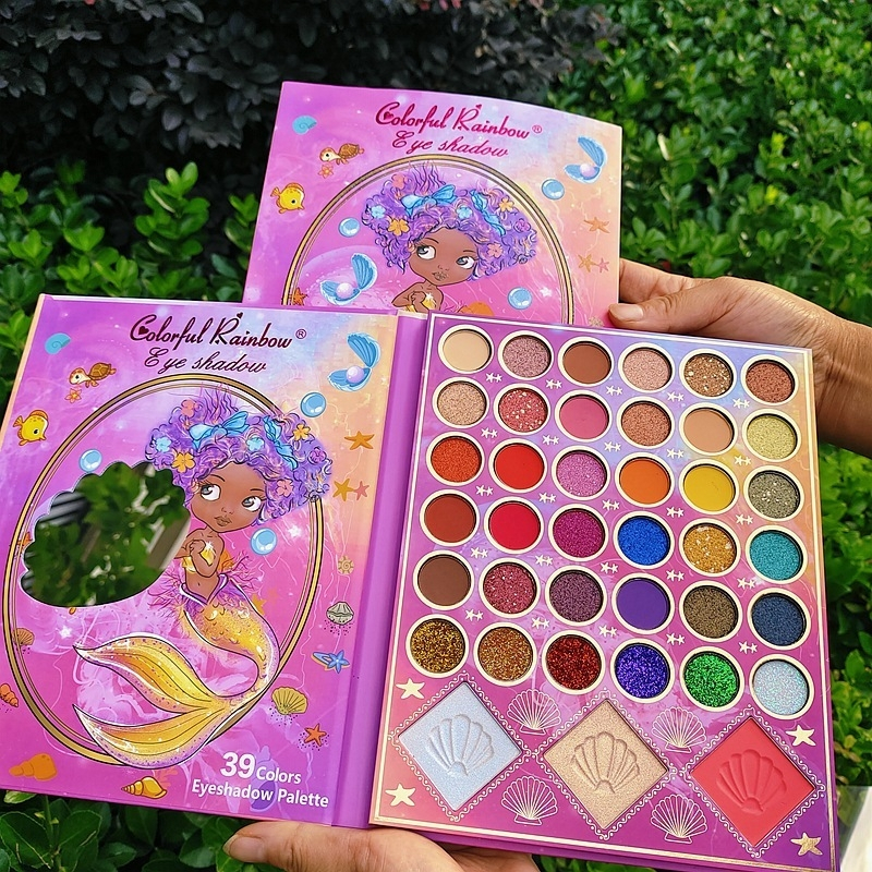 เซ็ทแต่งหน้า สำหรับเด็ก อายแชโดว์ บรัชออน ลิปสติก กลิตเตอร์ Colorful Glitter Eyeshadow Brush on Lipstick Makeup Palette