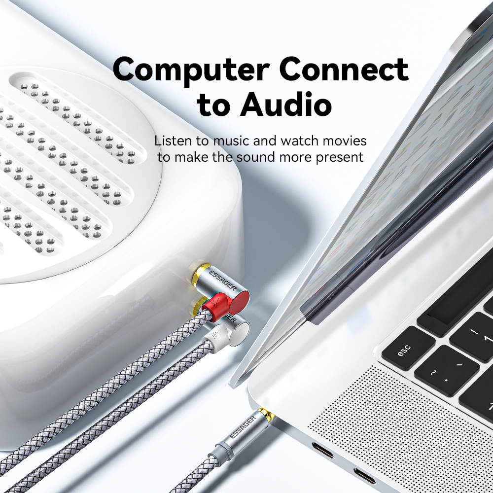 Essager แจ็ค3.5สายเคเบิล RCA RCA สายออดิโอ3.5มม. แจ็คเพื่อ2RCA ตัวแยกสายเอยูเอ็กซ์ตัวผู้สำหรับลำโพง DVD คอมพิวเตอร์ทีวี