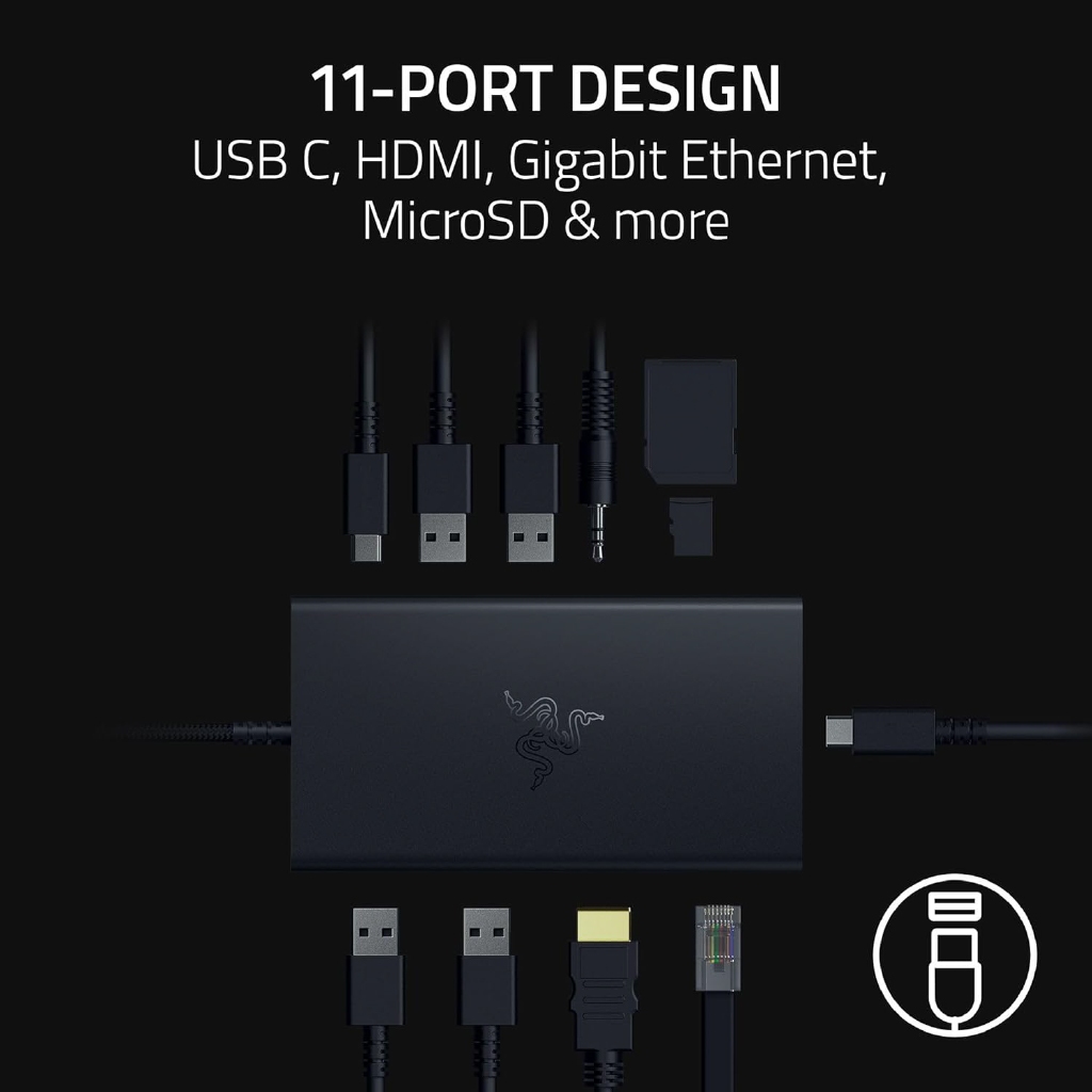Razer USB C Dock - 11-in-1 Multiport Adapter อุปกรณ์เพิ่มช่อง USB