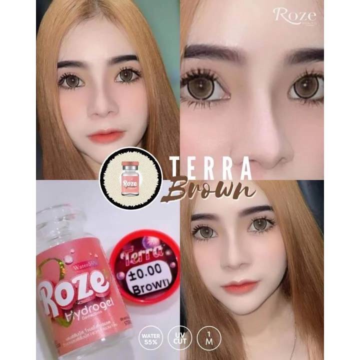 คอนแทคเลนส์(ตาโตตัดขอบ) ตาหวาน ยี่ห้อRoze ไฮโดรเจล 🍑 Terra/Demi 🍑 ค่าอมน้ำ55%