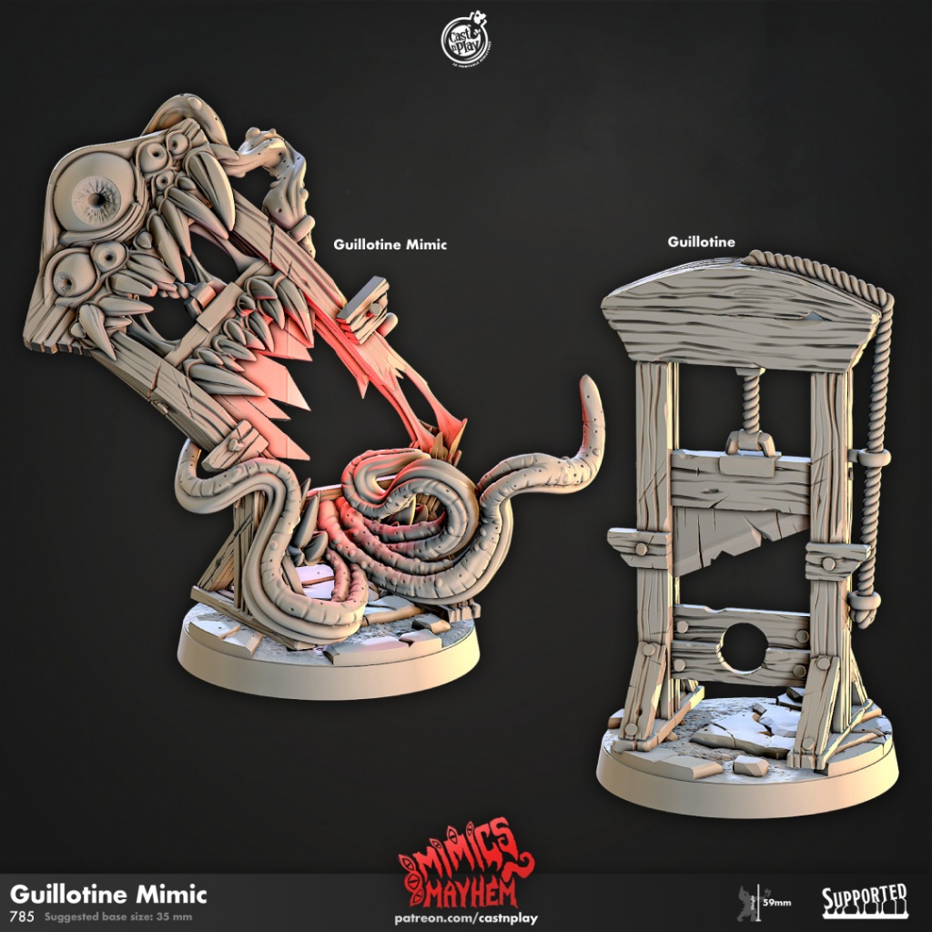 Guillotine Mimic - Mimics Mayhem - Monstrosity Mimic / 32mm scale 3D printed miniature CNP