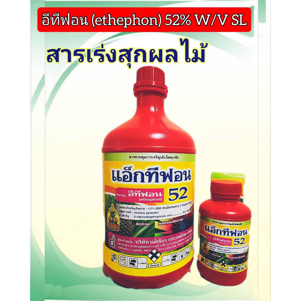 แอ็กทีฟอน52 (อีทีฟอน52) สารเร่งการออกดอก สารเร่งสุก สารควบคุมการเจริญเติบโต สารเร่งน้ำยาง