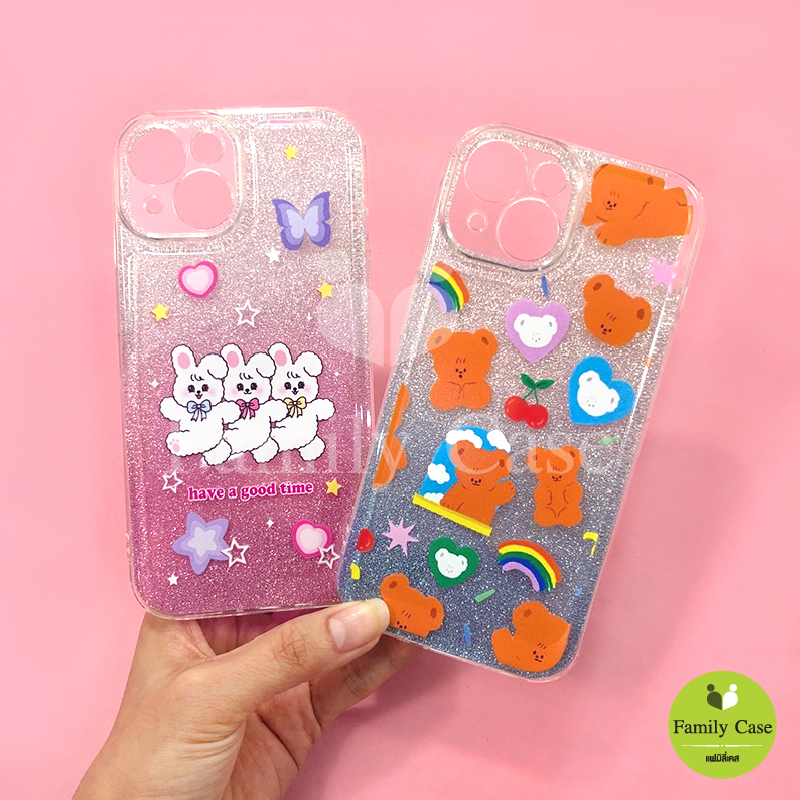 เคสนิ่มใสกันกล้องแผ่นกากเพชรไล่สีOppo A38(4G) A57(4G) A58 A78 A79(5G) / V29 V29E Y11/Y12/Y15/Y17 Y17