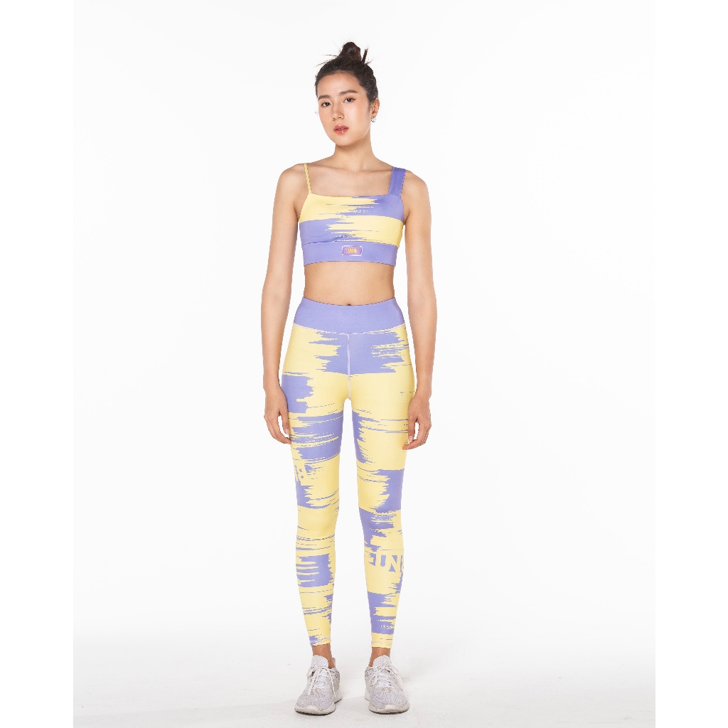UNBOUND DRAMATIC NATURE SPORTS BRA-PURPLE ROSE+POPCORN สปอร์ตบราผู้หญิง ลายสีเหลือง - ม่วง — صورة 2