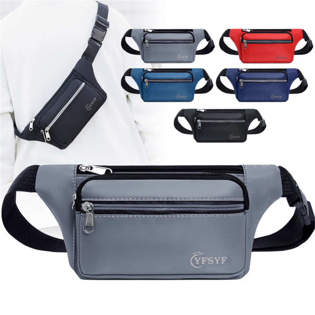 กระเป๋าใส่โทรศัพท์มือถือมัลติฟังก์ชั่น Unisex กระเป๋าคาดเอวความจุขนาดใหญ่หลายชั้น