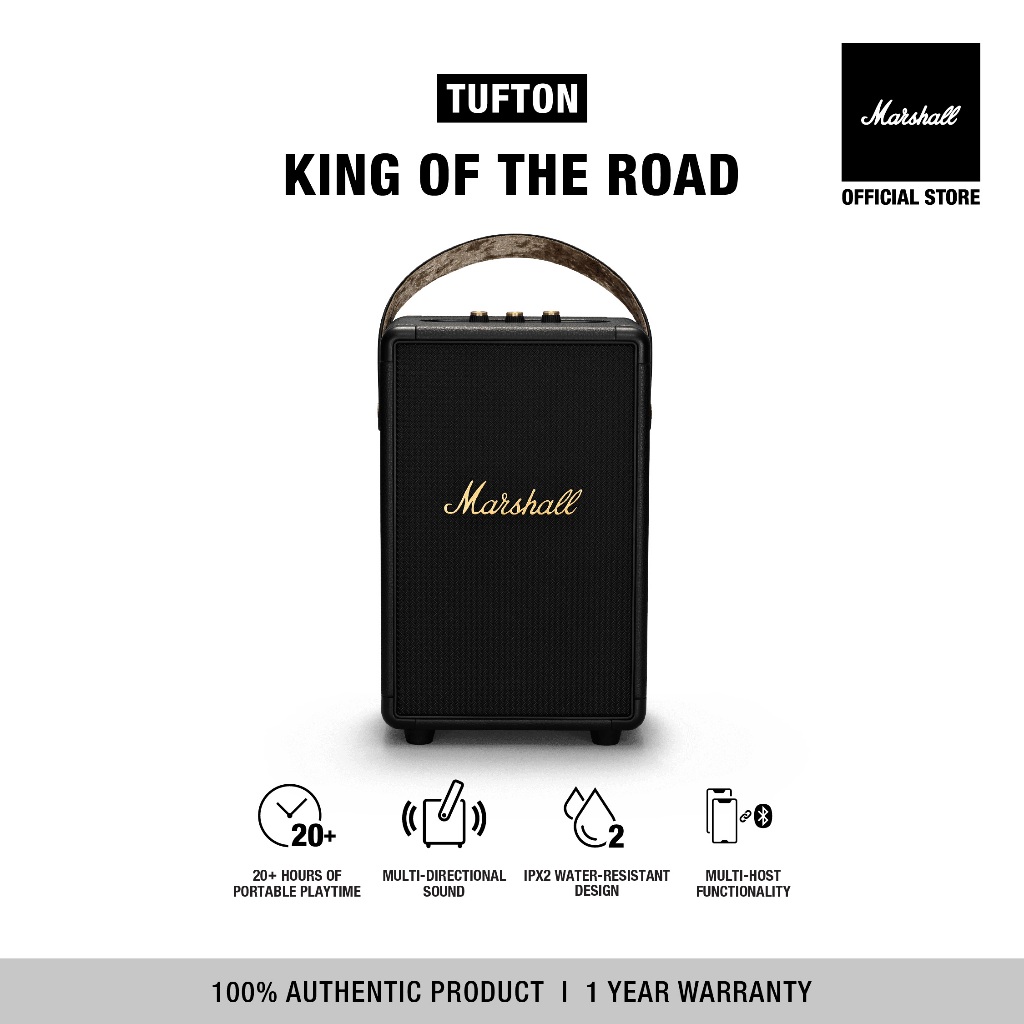 MARSHALL Tufton Black And Brass - รับประกัน 1 ปี + ส่งฟรี - ลำโพงบลูทูธ ลำโพงพกพา ลำโพง marshall Bluetooth Speaker