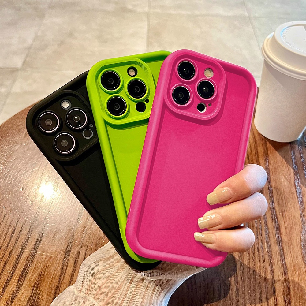 เคสมือถือTPUสีพื้น For iPhone 15 Pro Max 11 12 13 14 Pro 7 8 Plus XR XS Max X SE 2020 2022 กันกระแทก ปกอ่อนซิลิโคน