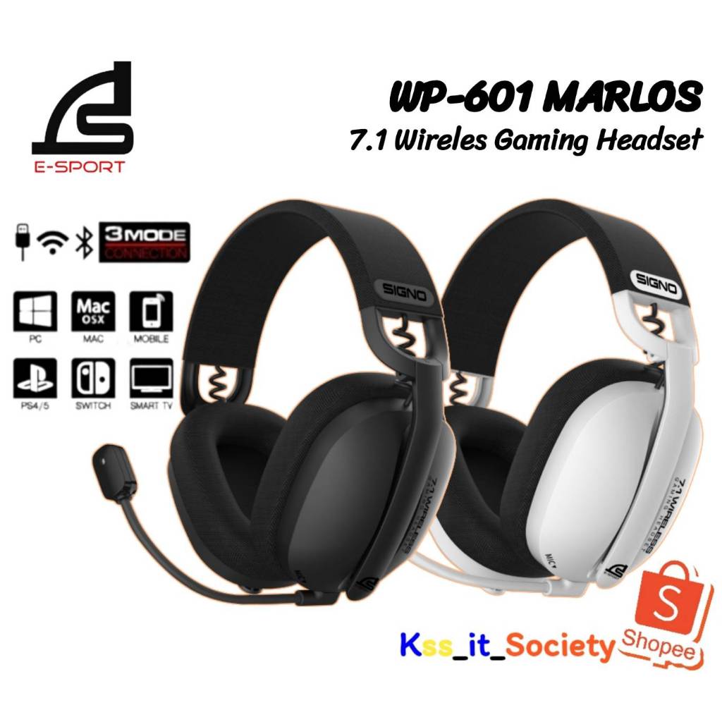 6.6💥SIGNO WP-601BLK / W MARLOS HEADSET (7.1) (BLACK / WHITE)💥ส่งชัวร์ส่งไว🚀💕