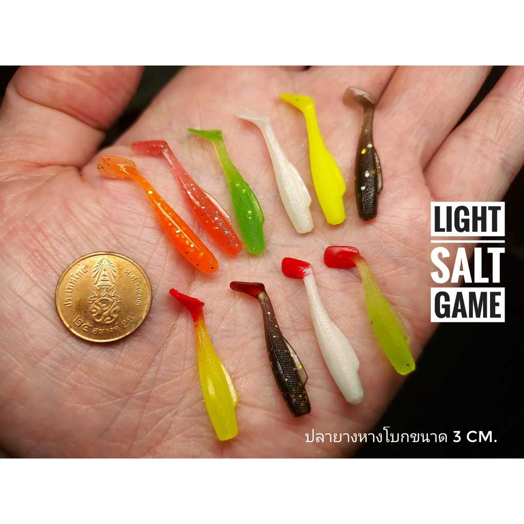 ปลายาง aji,แคโร,drop shot ความยาว 3.0 cm แพคละ 10 ตัว เนื้อยางเหนียวมาก #aji #ajing #แคโร #แคโรไลน่าริก #calorinarig