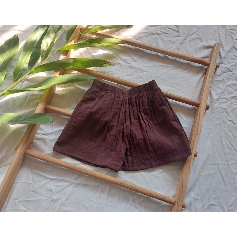 กางเกงขาสั้น  สาลูย่น2ชั้น กางเกงผ้าฝ้าย - รูปที่ 3