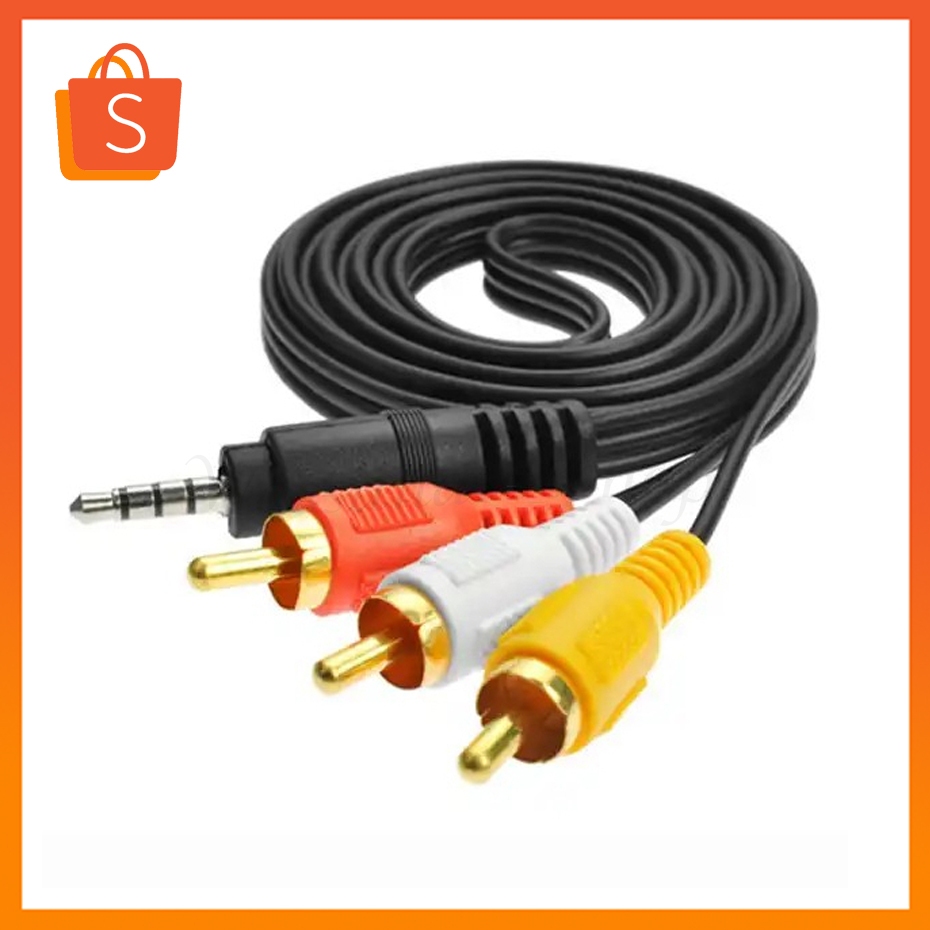 สาย rca 1 ออก 3 สาย AV 3.5mm เข้า 1 ออก 3 RCA สายสัญญาณภาพและเสียง Audio Stereo สายทีวี สายสัญญาณ RC