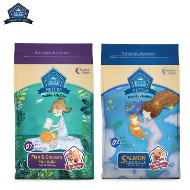 พร้อมส่ง ทุกออเดอร์(มีสูตรใหม่PROTEIN X) Buzz Netura Fish & Chicken Cat & Kitten Holistic