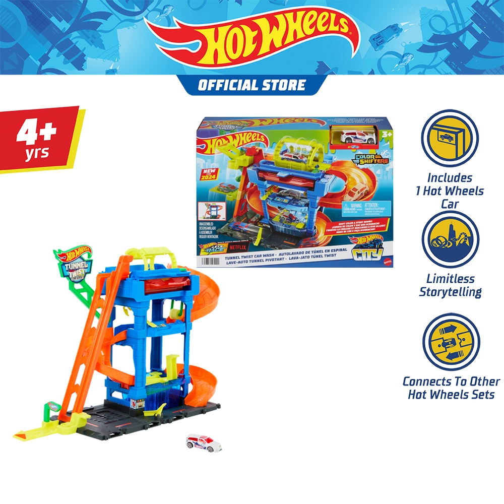 Hot Wheels Tunnel Twist Car Wash ฮอตวีลส์ซิตี้ ร้านล้างรถอุโมงค์หมุน HTN80 CH