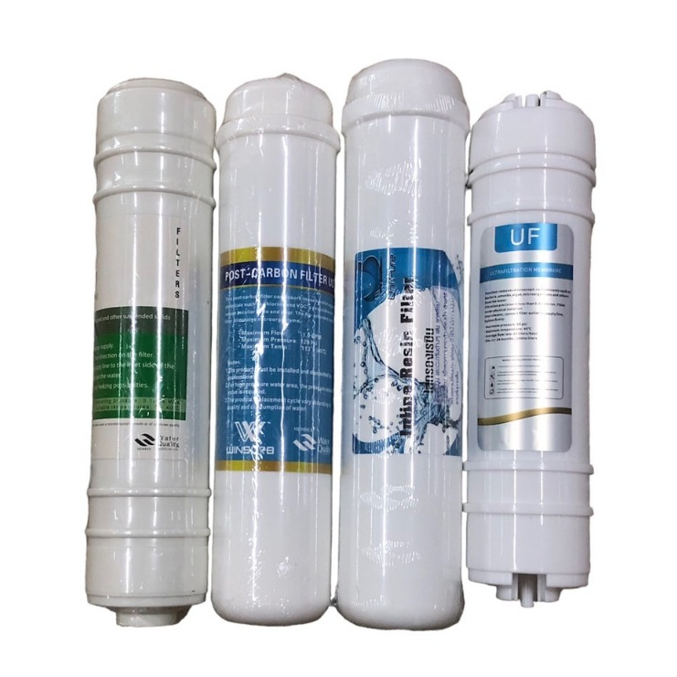 ชุดไส้กรอง 4 ขั้นตอนแคปซูล Inline UF ขนาด 2.5"x12" (post pp+post carbon12"+post resin+UF)
