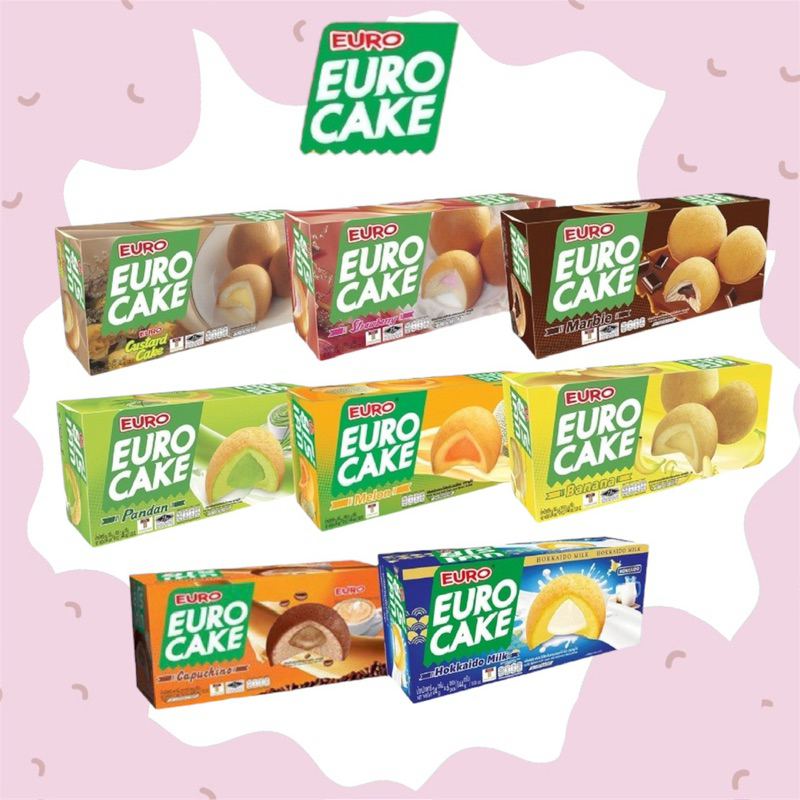 🥧Euro🍘ยูโร่เค้ก คัสตาร์ดเค้ก ยกกล่อง 12 ห่อ คัสตาร์ด ใบเตย นมฮอกไกโด ช็อคโกแลต เมล่อน กล้วย สตอเบอร์