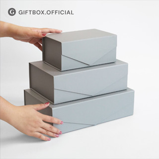 Gift box - Magnetic foldable box -  Grey ปากแหลม กล่องพับได้…