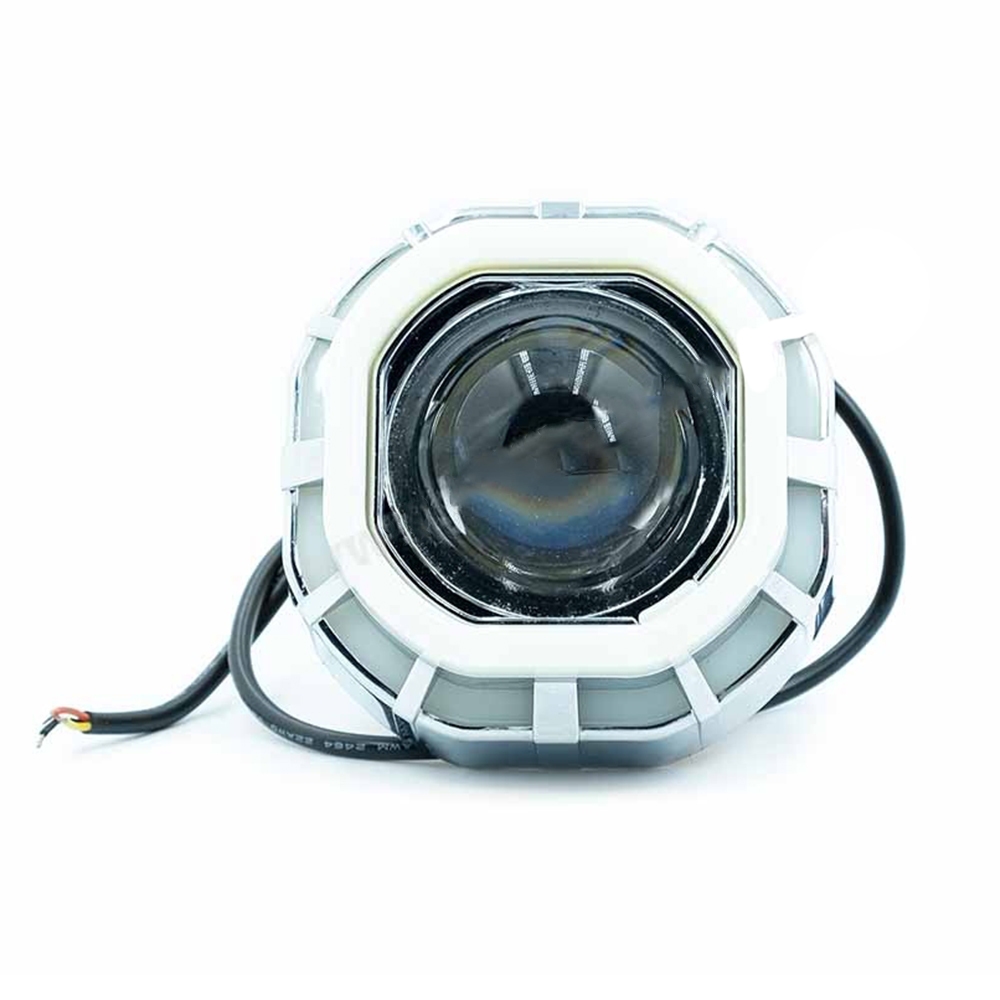 ไฟโปรเจคเตอร์ รุ่น V10 LED วงแหวน 2 ชั้น ทรงเหลี่ยม ใช้ได้กับมอเตอร์ไซค์/บิ๊กไบค์/รถยนต์ได้ทุกรุ่น