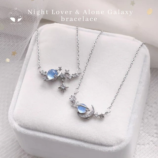 MNL💗Night lover & Alone Galaxy สร้อยคอจี้ พระจันทร์ดาว สำหรับคู่รัก ความหมายดี เครื่องประดับแฟชั่นเงินแท้ สไตล์มินิมอล