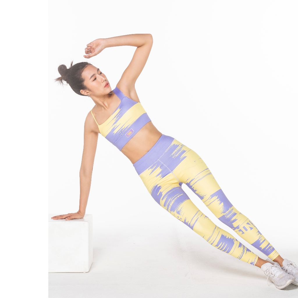 DRAMATIC NATURE HIGH WAIST LEGGING-PURPLE ROSE+POPCORN กางเกงเลกกิ้ง