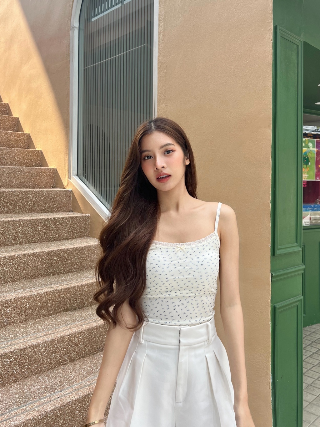 Aurora พร้อมส่ง เสื้อสายเดี่ยว มีฟองน้ำ ผ้าลูกไม้ แต่งขอบ ลายดอกไม้ แบบเข้ารูป สไตล์เกาหลี ดีเทลโบว์เล็กๆตรงกลาง bra9094 ราคา ถูกที่สุด ดีลบีเคเค แกลเลอรีภาพที่ 8