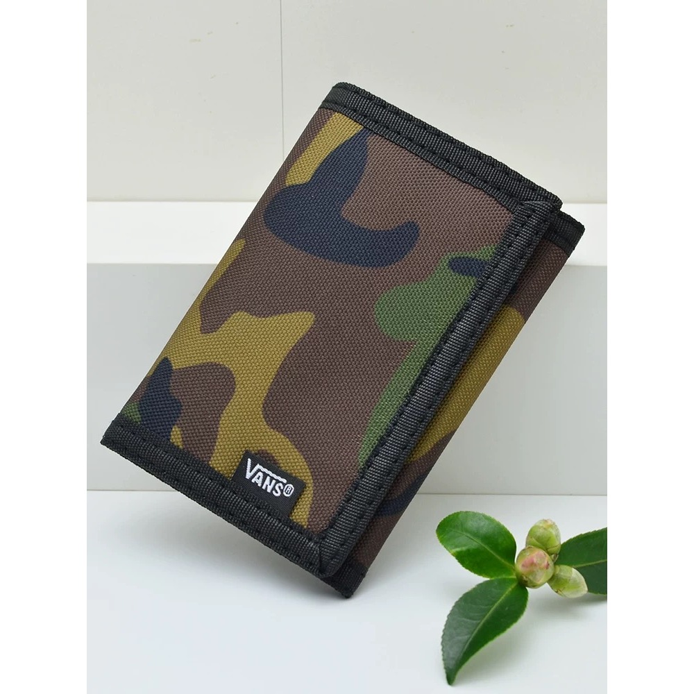 VANS Tide Camouflage Velcro พับผ้าใบกระเป๋าสตางค์ ID Card Holder