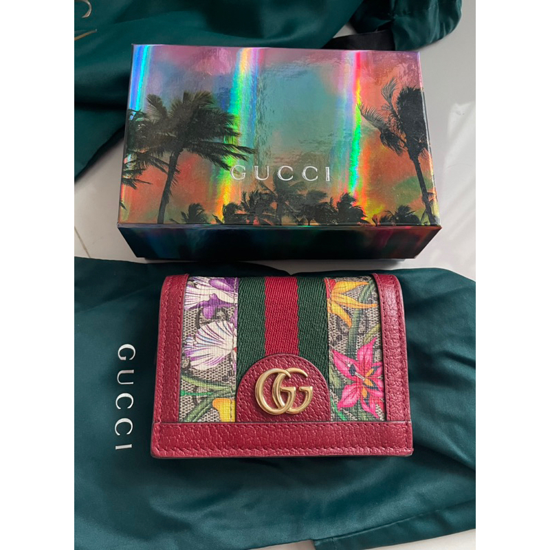 กระเป๋าสตางค์ Gucci รุ่น flora สีแดง อปก. ถุงผ้า กล่อง (มือสอง)