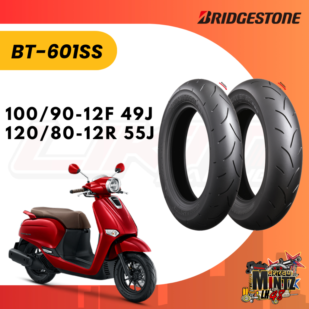 ยาง BRIDGESTONE BATTLAX BT-601SS 100/90-12F 49J ,120/80-12R 55J