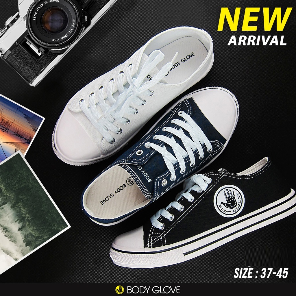 รองเท้าผ้าใบ Body Glove BGM611 ขนาด 37-44 สีดำ/กรม/ขาว ขนาดผู้หญิงและผู้ชาย