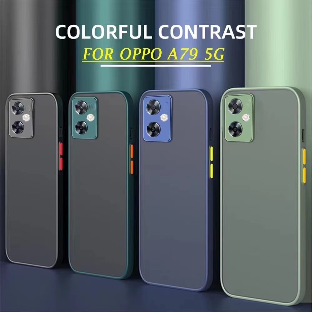[รุ่นใหม่] Case Oppo A79 5G เคสกันกระแทก ปุ่มสีผิวด้านขอบนิ่มหลังขุ่นกันรอยกล้อง [CT 98Shop]