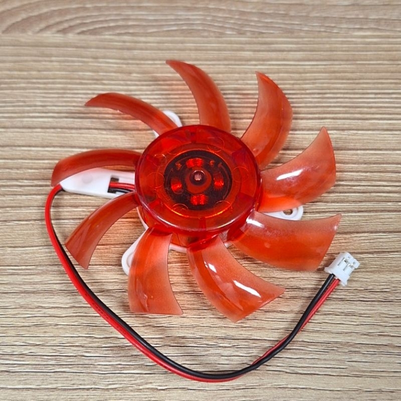 พัดลมการ์ดจอ (อะไหล่ใบพัด) ใบสีแดง หัว 2 pin 12 โวลท์ DCสำหรับเปลี่ยน พัดใบ9ใบ