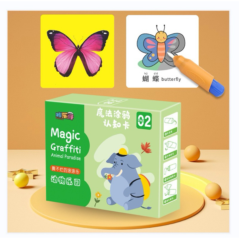 SALEพร้อมส่งในไทย 🔥 แผ่นการ์ดคำศัพท์ระบายสี สำหรับเด็ก