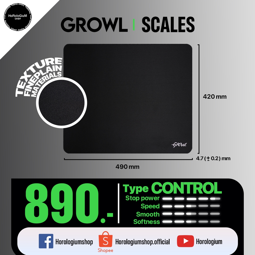 Growl mousepad Scales type Control (490*420*4.7 mm)[พร้อมส่ง][เก็บคูปองลด 100 บาท]