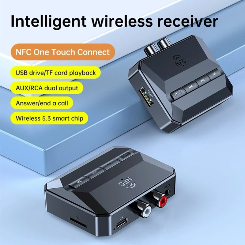 ตัวรับสัญญาณ5.3 bluetooh ในรถยนต์ NFC สเตอริโอ AUX แจ็ค3.5มม. RCA ออปติคอลบลูทูธเสียงตัวรับสัญญาณ Wi