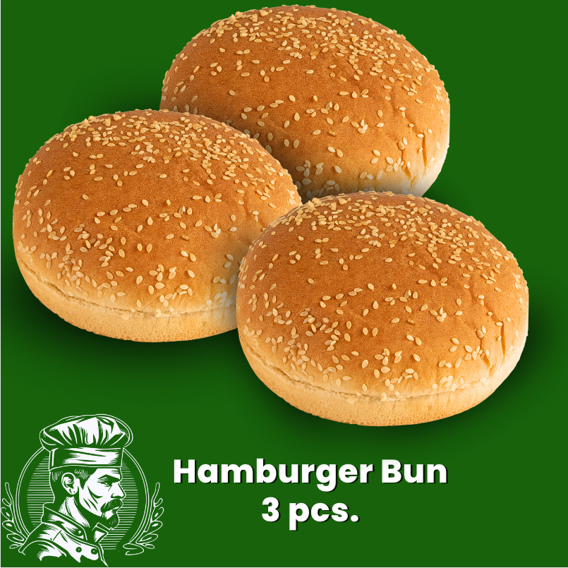 เบอร์เกอร์ Burger Bun 3 pcs. ขนมปังเบอร์เกอร์ ขนมปังโรล ขนมปังเบอร์เกอร์