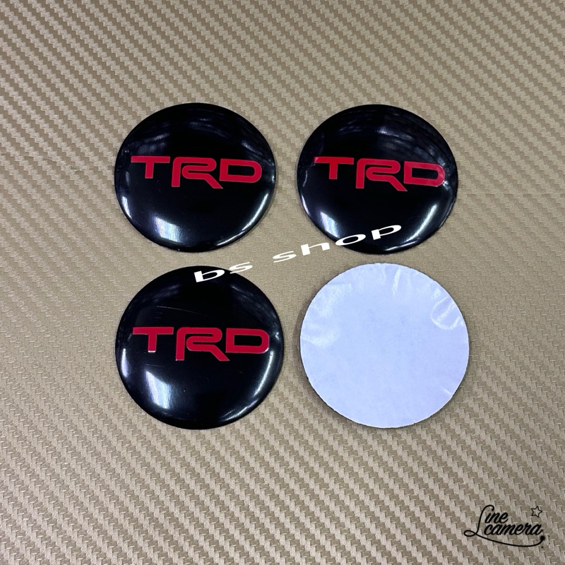 สติ๊กเกอร์ โลโก้ติดดุมล้อ TRD แดง โลโก้ฝาครอบล้อ ขนาด 56 mm ( ราคาต่อชุด มี 4 ชิ้น )