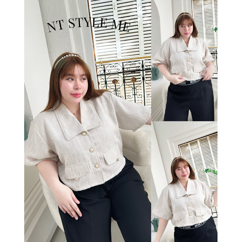 เสื้อคุณหนูผ้าทวีตสาวอวบอก 50“ รหัสเสื้อB09