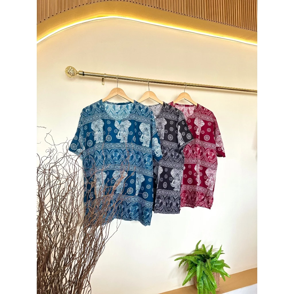 เสื้อลายช้าง คอจังโก้ แขนสั้น อก 48/52 thumbnail 3