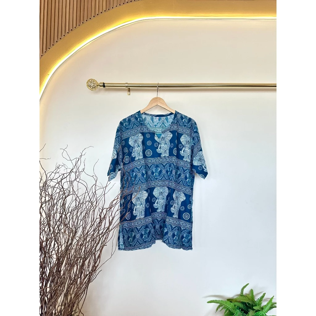 เสื้อลายช้าง คอจังโก้ แขนสั้น อก 48/52 thumbnail 6