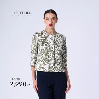 Lofficiel แจ็คเก็ตผู้หญิง กรีน ไชนีส พอซเลนด์ คอกลม สีเขียว …