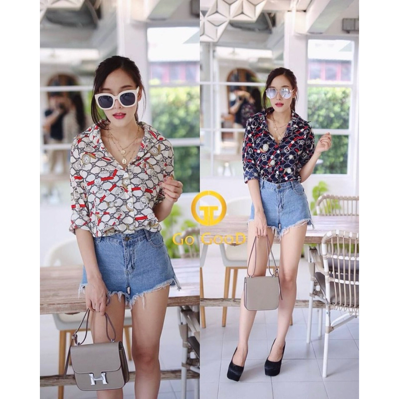 GG0021 เสื้อเชิ๊ตลายนาฬิกา