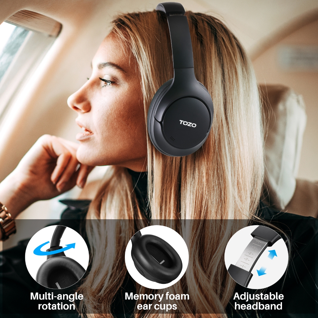 [ประกันศูนย์ไทย] TOZO H10 หูฟัง Headphone มี Adaptive ANC BT 5.3 หูฟังครอบหู หูฟังไร้สาย ใช้ได้นาน 60 ชม./ชาร์จ